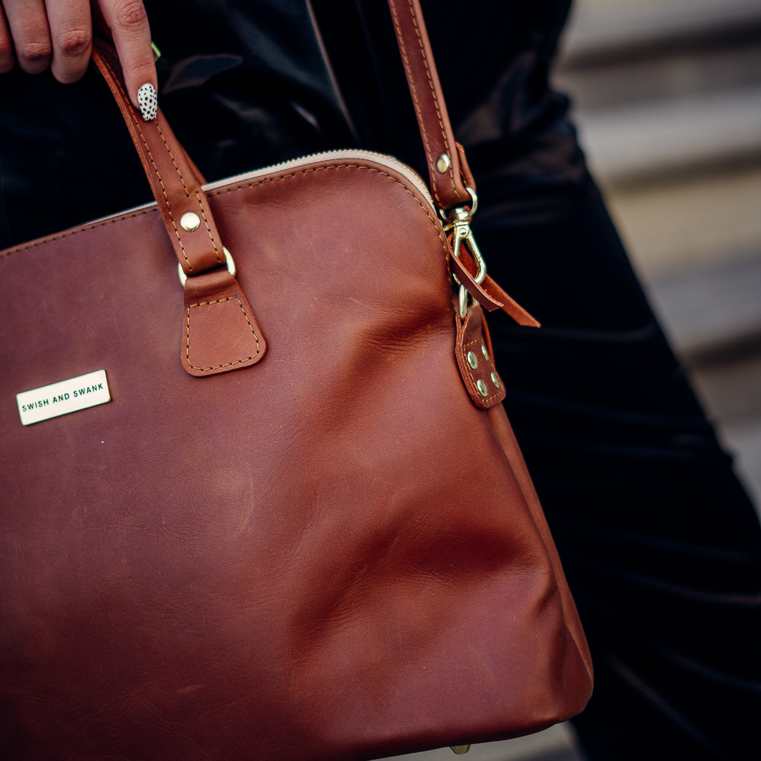 The Covet Ladies Leather Briefcase - Warm Tan