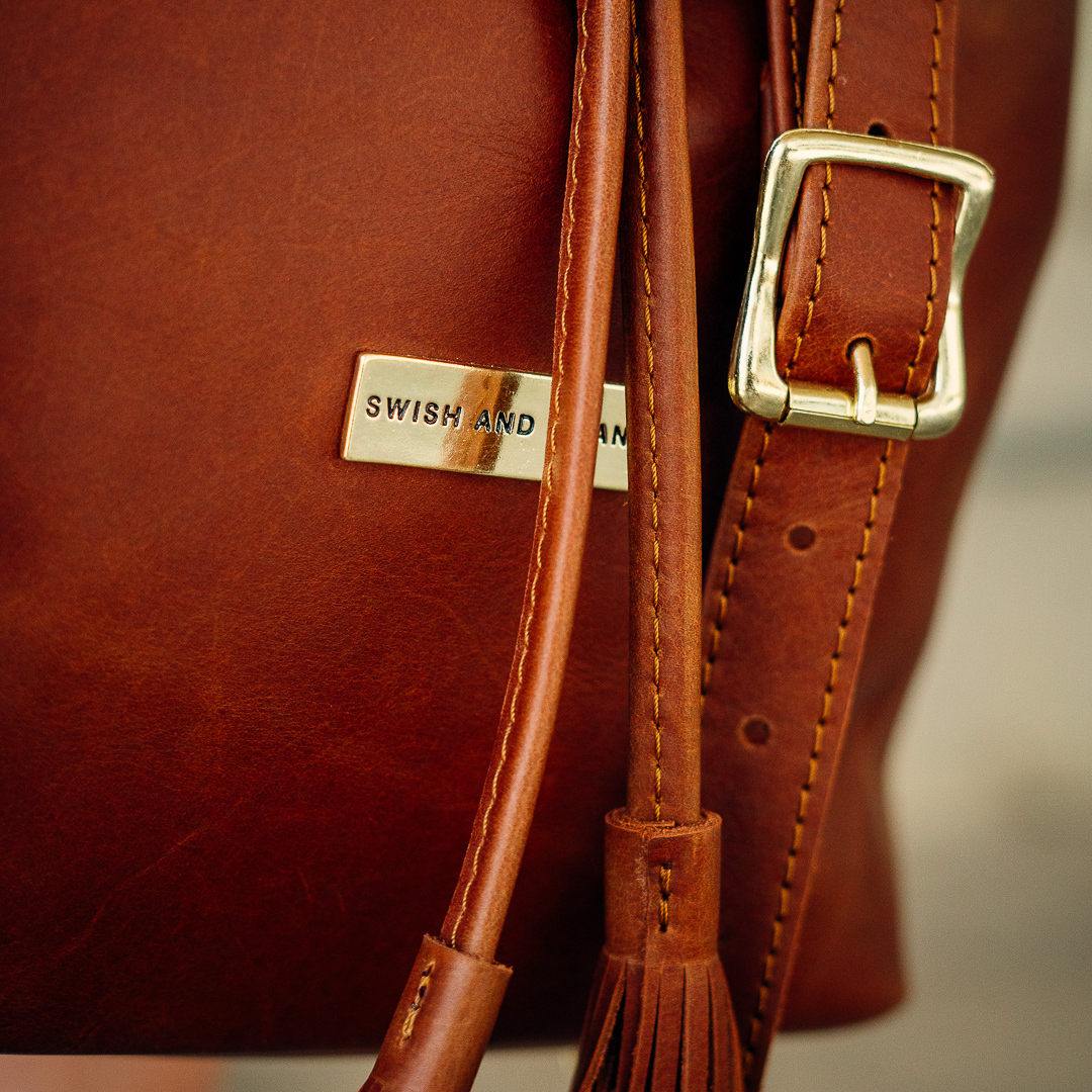 The Leather Drawstring Bag- Warm Tan