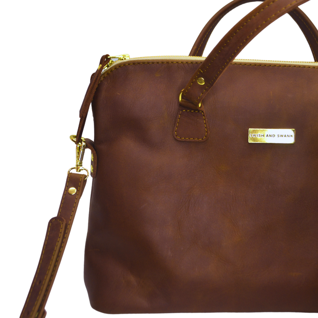 The Covet Ladies Leather Briefcase - Warm Tan