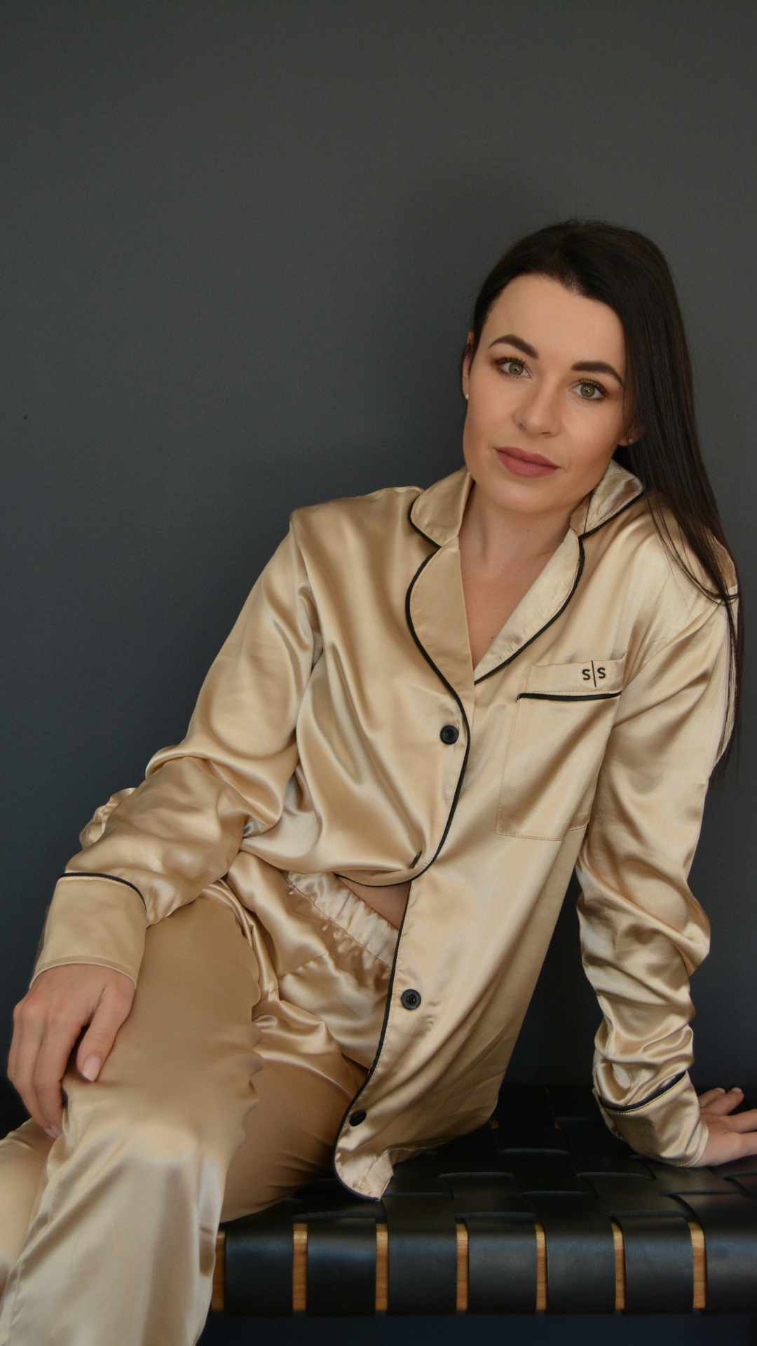 Luxury Long Sleeve Satin Nightwear - Champagne