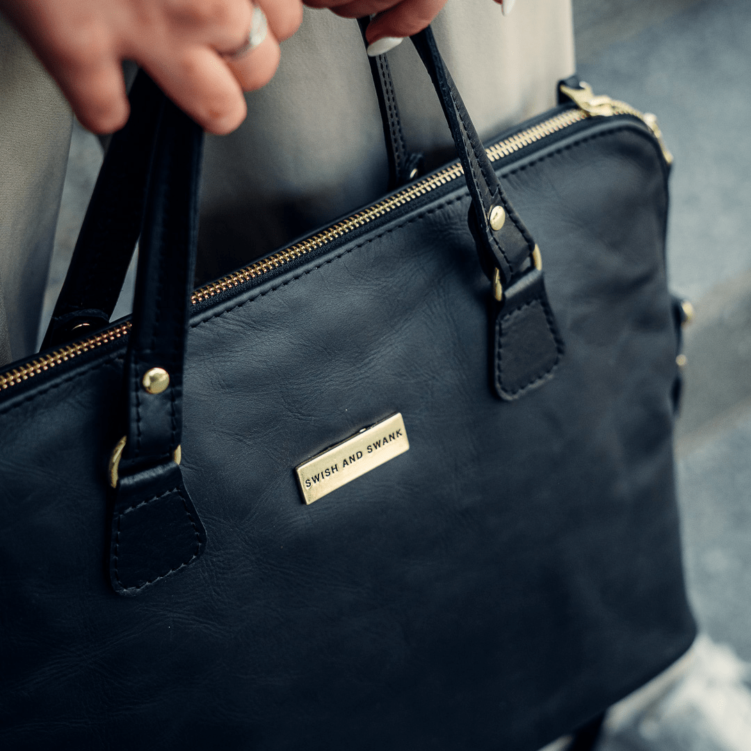 Ladies Slim Leather Briefcase - SWISH AND SWANK