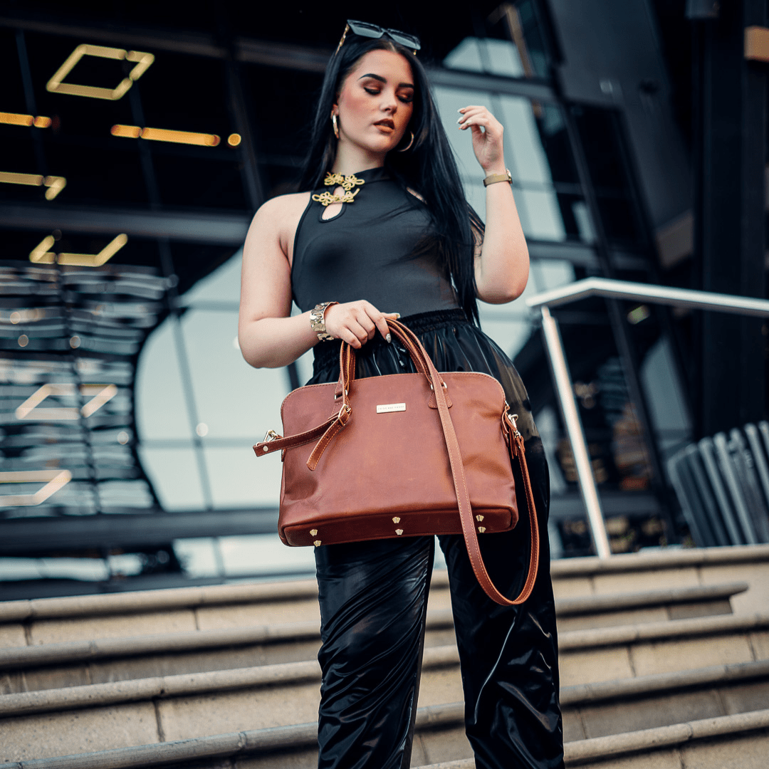 Ladies Slim Leather Briefcase - SWISH AND SWANK