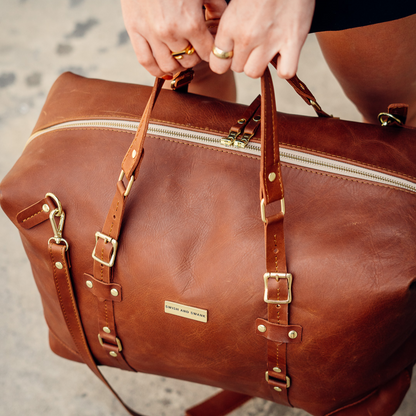 The Covet Leather Duffle - Warm Tan