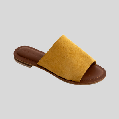 Wide Strap Sandal - Mustard Suede