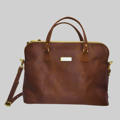 The Covet Ladies Leather Briefcase - Warm Tan