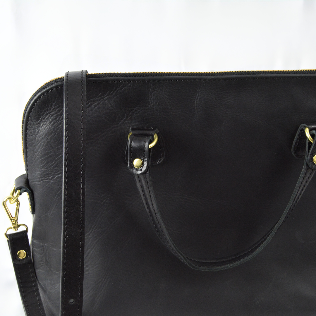 The Covet Ladies Leather Briefcase - Black