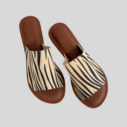 Wide Strap Sandal- Zebra Suede