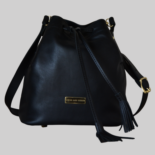 The Leather Drawstring Bag - Black