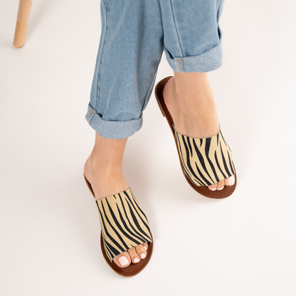 Wide Strap Sandal- Zebra Suede