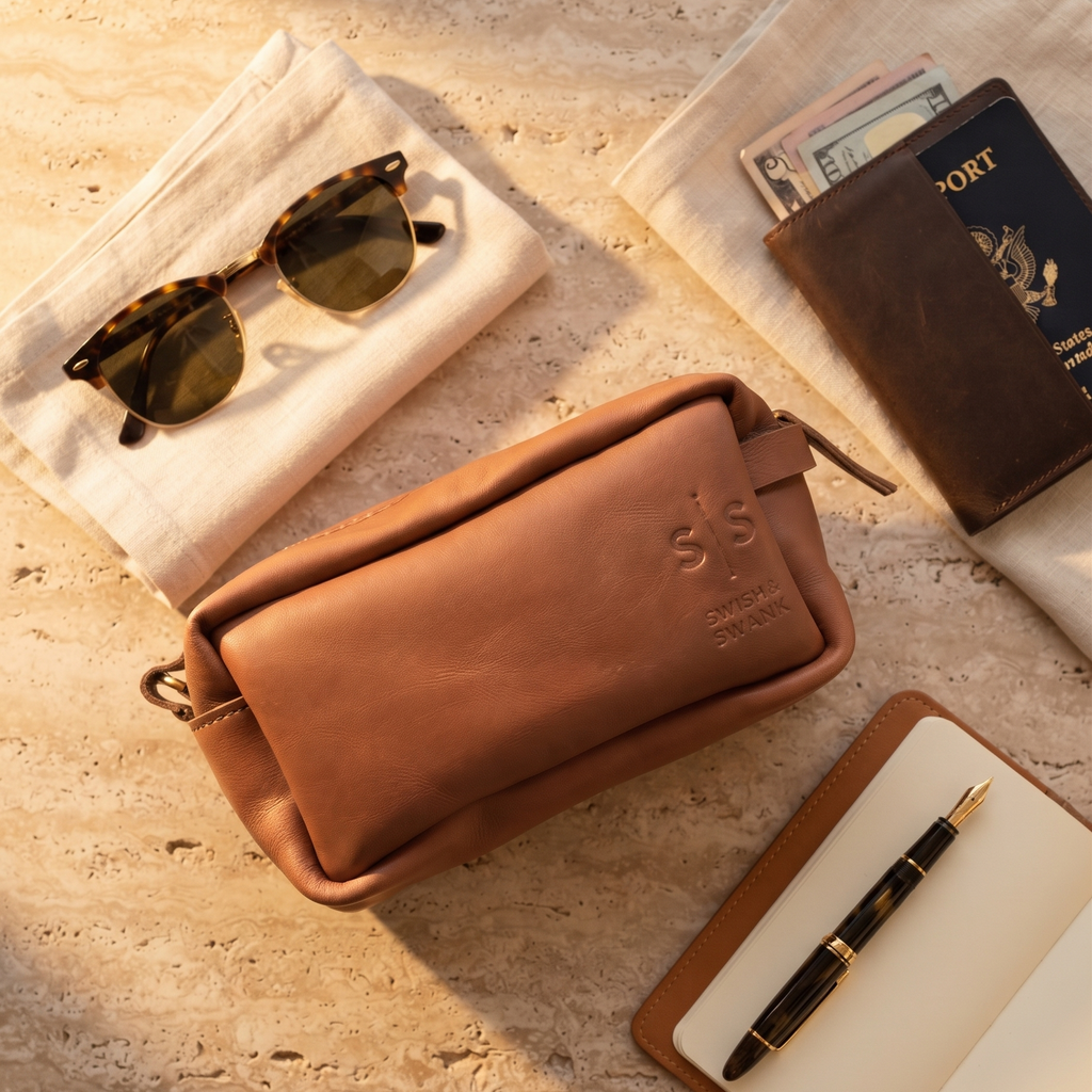 Unisex Leather Toiletry Bag