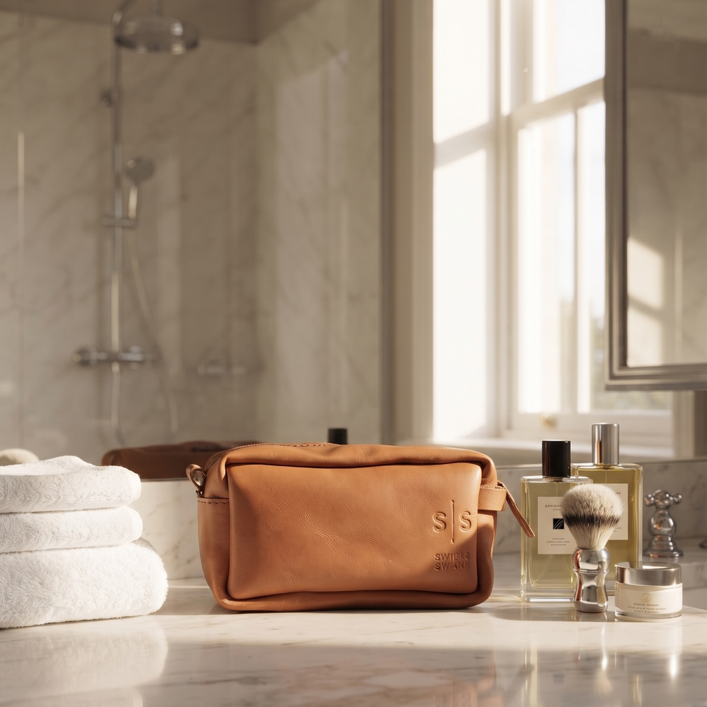 Unisex Leather Toiletry Bag