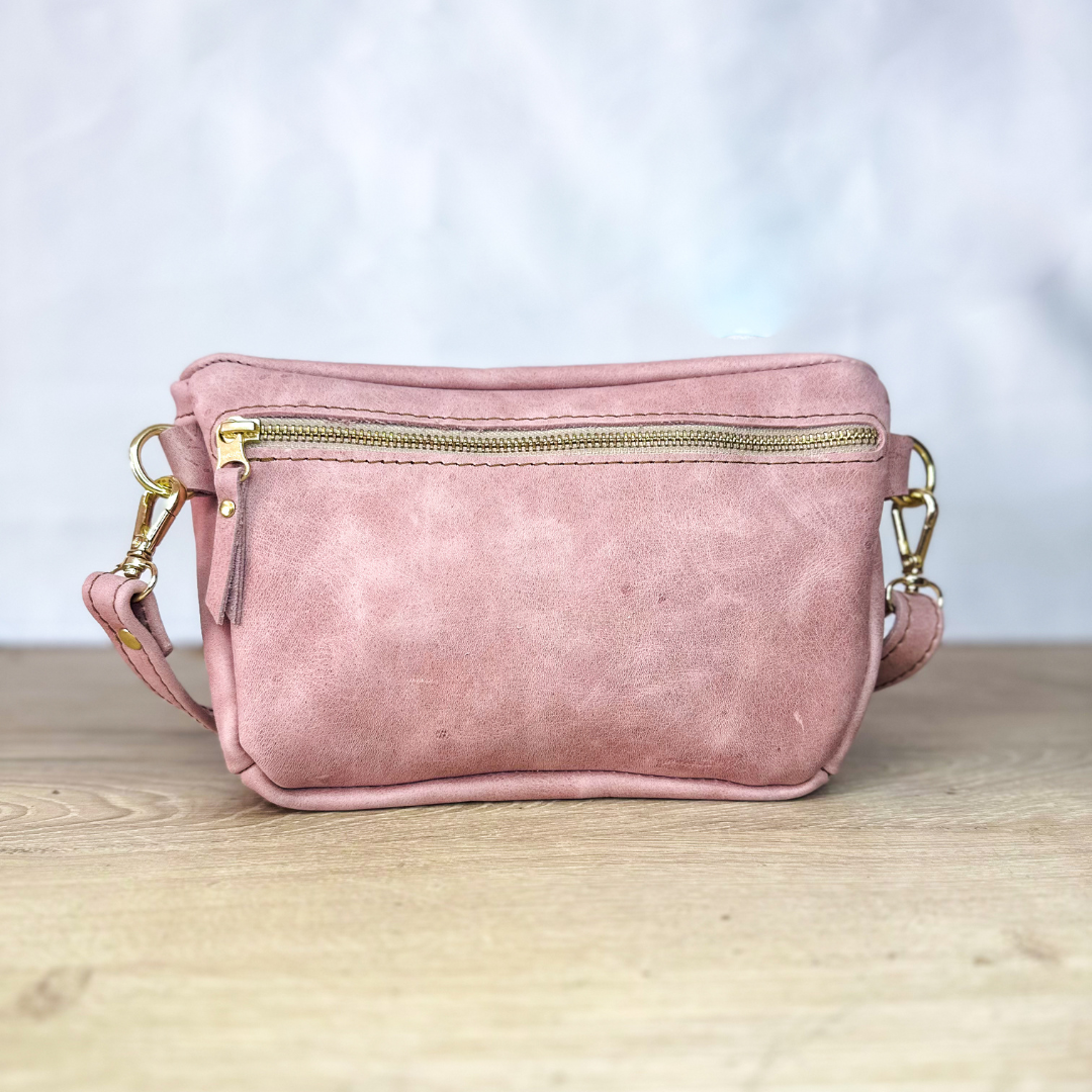 Pink leather belt bag sale