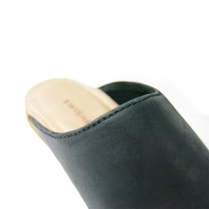 The Leather Square Toe Mule - Black Edition - Size 3