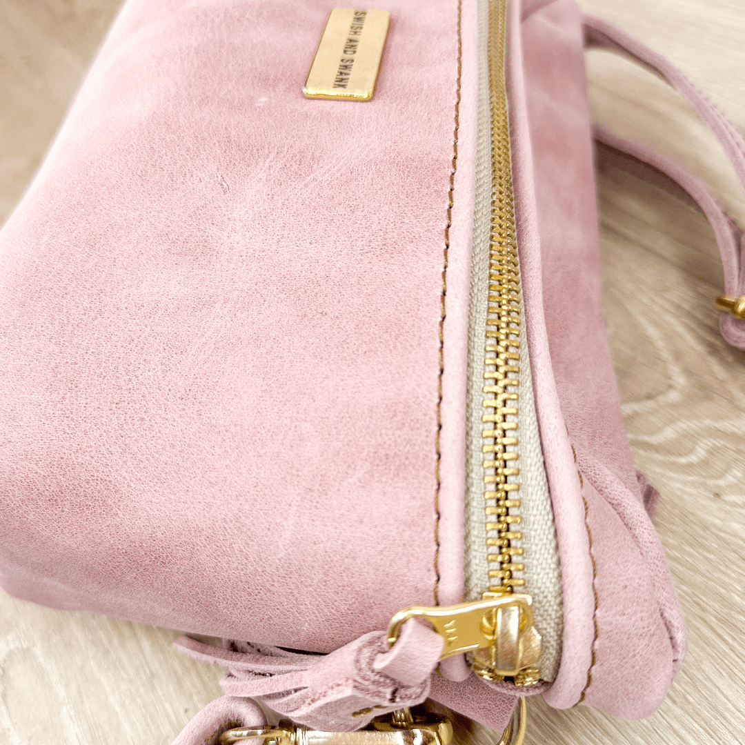 Genuine Leather Belt Bag - Dusty Pink - Stock on hand - SWISH AND SWANK