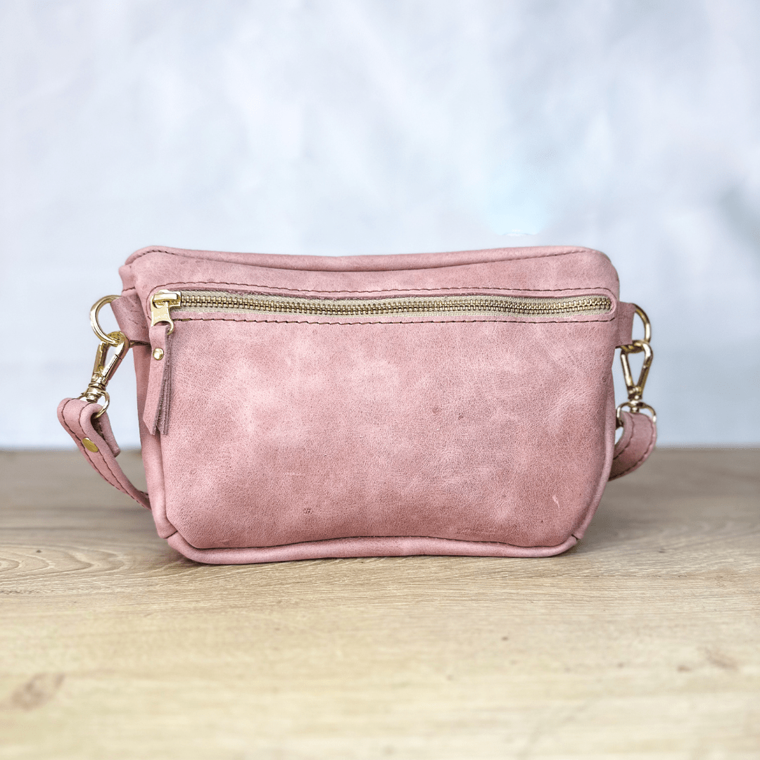 Genuine Leather Belt Bag - Dusty Pink - Stock on hand - SWISH AND SWANK