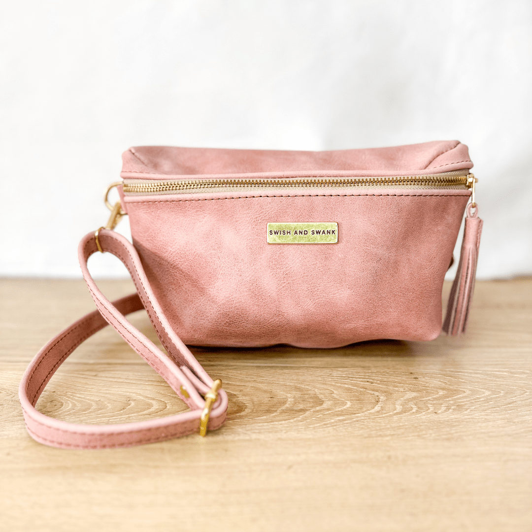 Genuine Leather Belt Bag - Dusty Pink - Stock on hand - SWISH AND SWANK