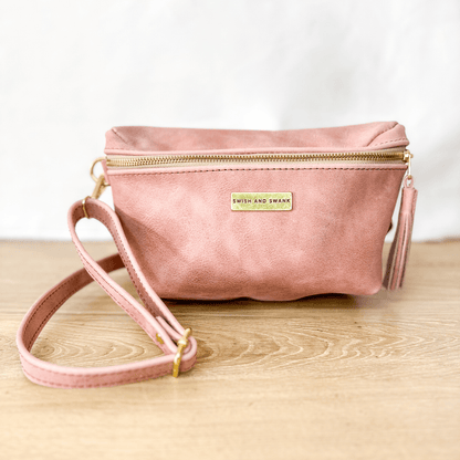 Genuine Leather Belt Bag - Dusty Pink - Stock on hand - SWISH AND SWANK