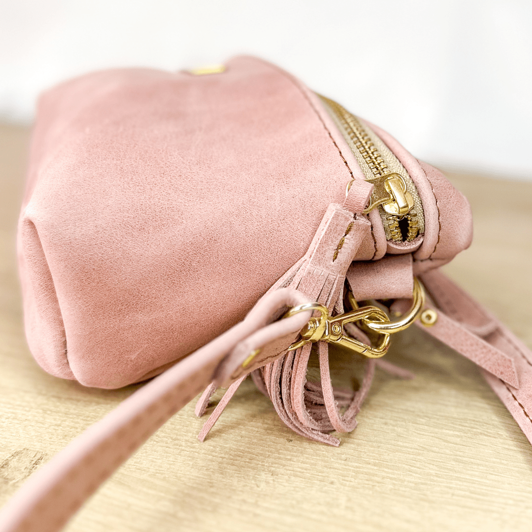 Genuine Leather Belt Bag - Dusty Pink - Stock on hand - SWISH AND SWANK