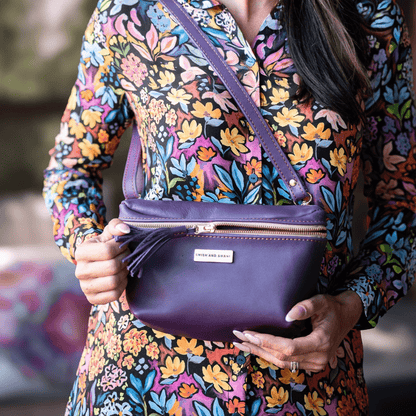 Genuine Leather Belt Bag - Violet - Stock on hand - SWISH AND SWANK