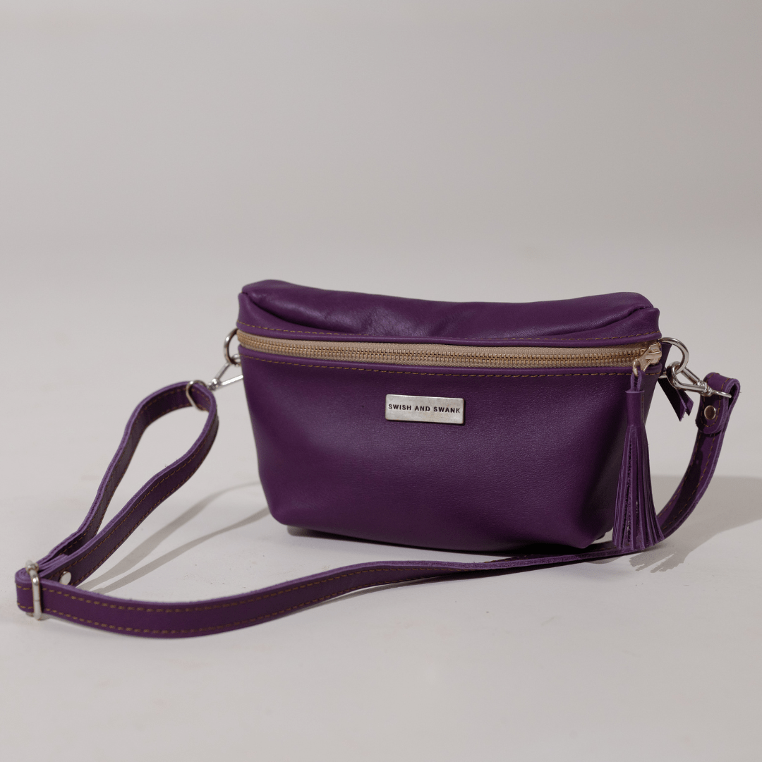Genuine Leather Belt Bag - Violet - Stock on hand - SWISH AND SWANK