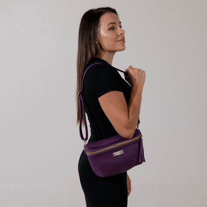 Genuine Leather Belt Bag - Violet - Stock on hand - SWISH AND SWANK