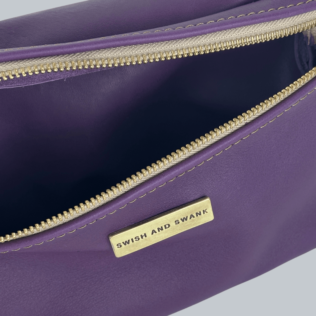 Genuine Leather Belt Bag - Violet - Stock on hand - SWISH AND SWANK