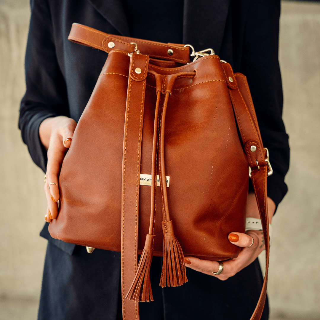Genuine Leather Drawstring Bag - SWISH AND SWANK