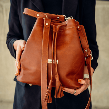 Genuine Leather Drawstring Bag - SWISH AND SWANK