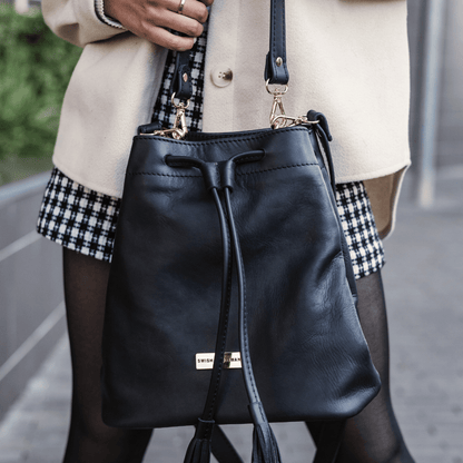 Genuine Leather Drawstring Bag - SWISH AND SWANK