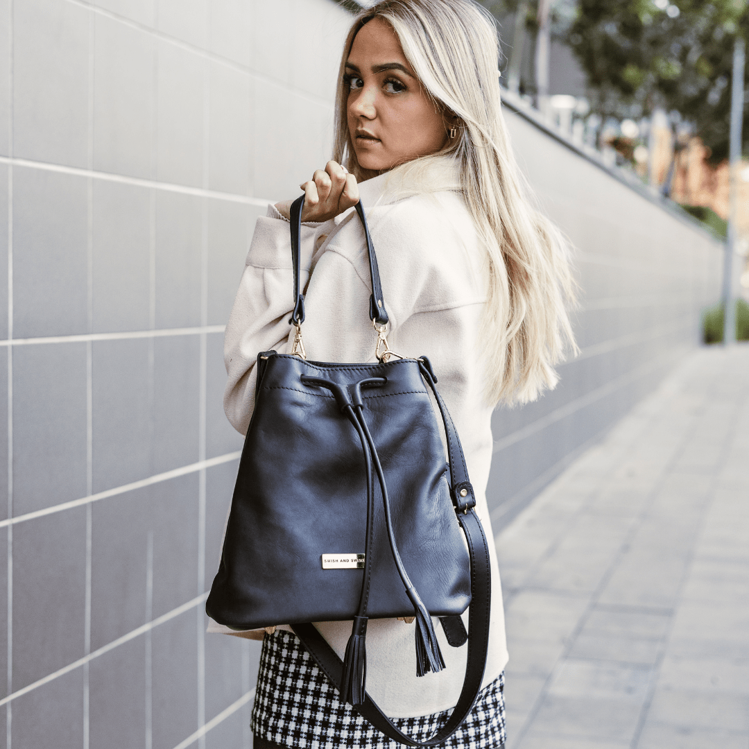 Genuine Leather Drawstring Bag - SWISH AND SWANK