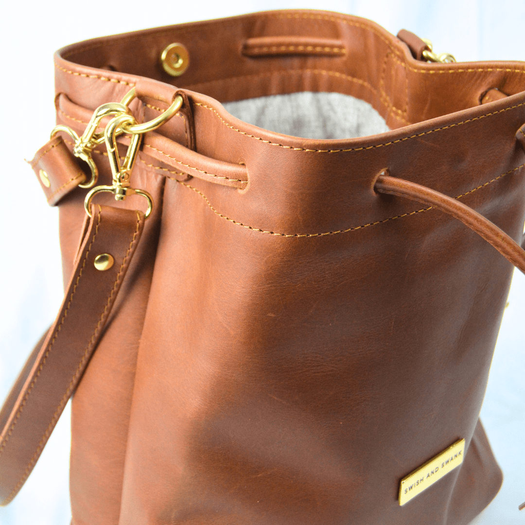 Genuine Leather Drawstring Bag - SWISH AND SWANK