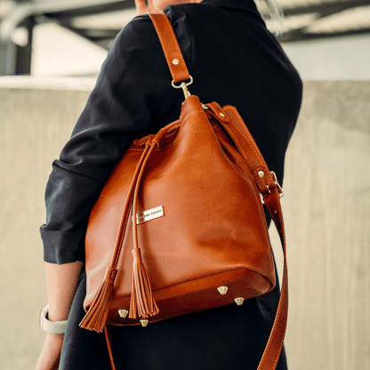 Genuine Leather Drawstring Bag - SWISH AND SWANK