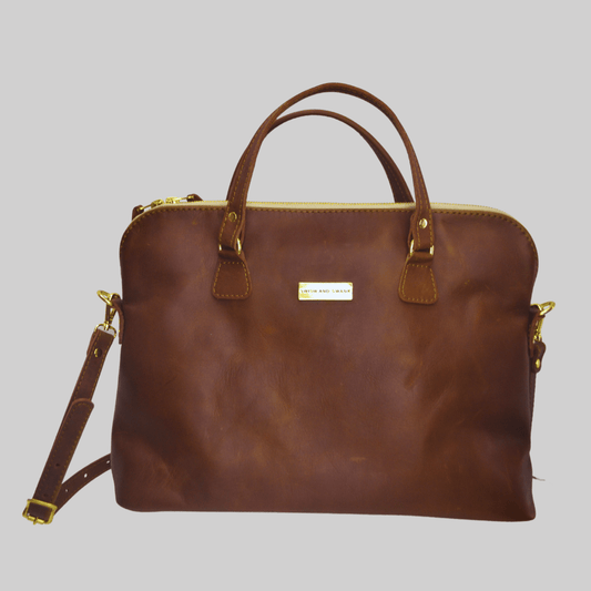 Ladies Slim Leather Briefcase - SWISH AND SWANK
