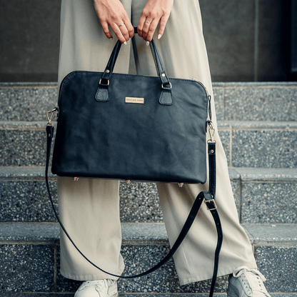 Ladies Slim Leather Briefcase - SWISH AND SWANK