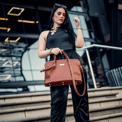 Ladies Slim Leather Briefcase - SWISH AND SWANK