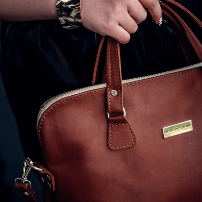 Ladies Slim Leather Briefcase - SWISH AND SWANK