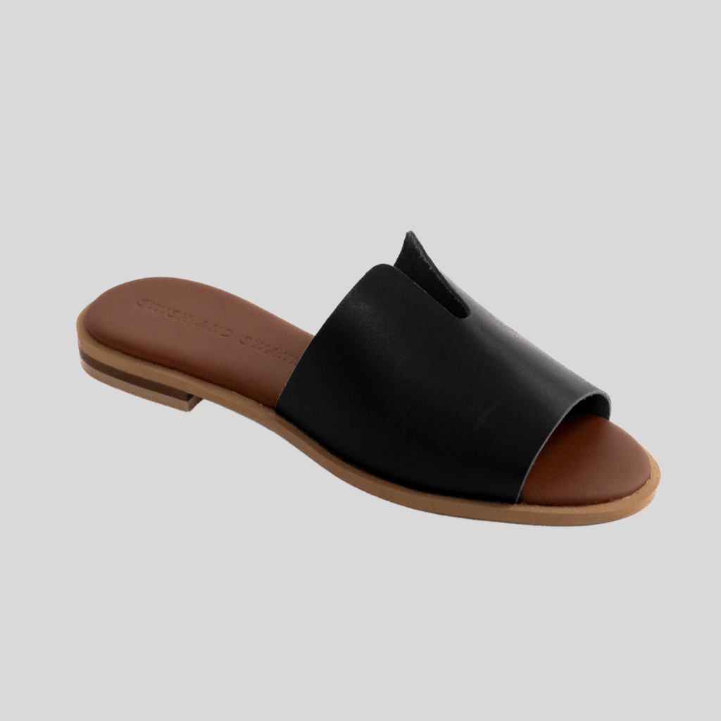 Peep Toe Leather Mule - SWISH AND SWANK