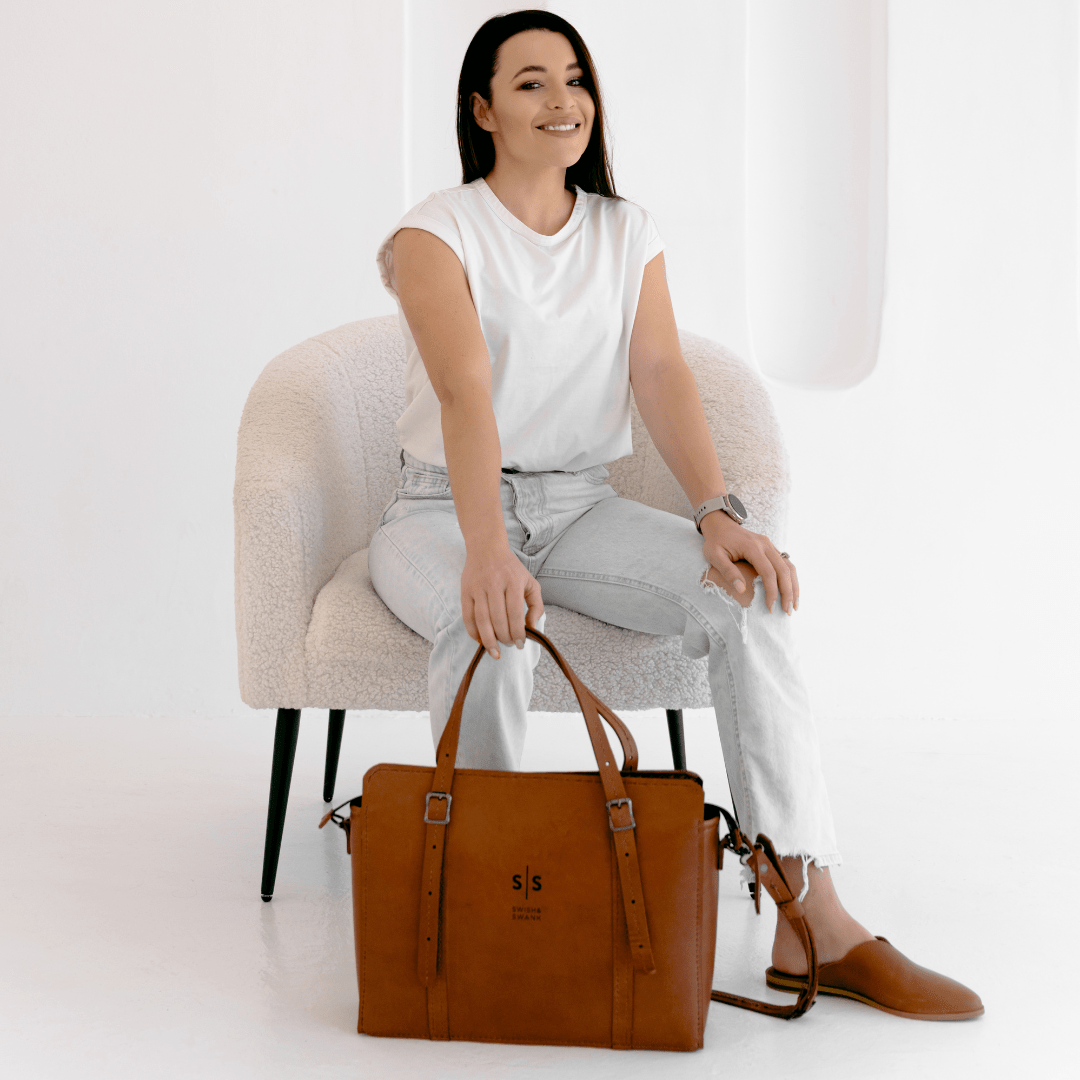 Premium Leather Ladies Briefcase - SWISH AND SWANK