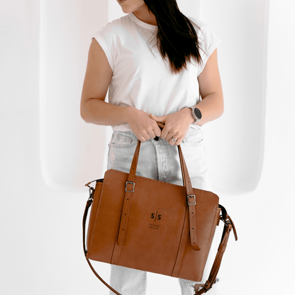 Premium Leather Ladies Briefcase - SWISH AND SWANK