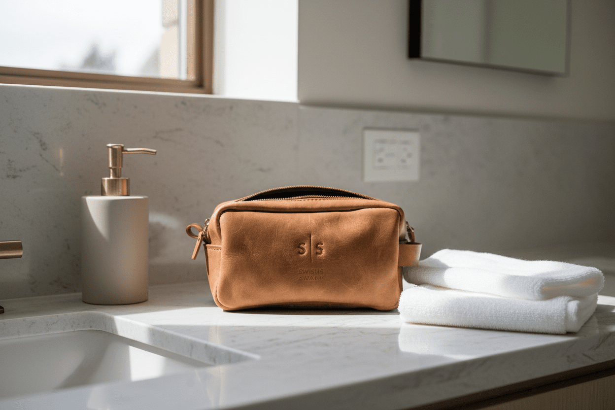 Unisex Genuine Leather Toiletry Bag - SWISH AND SWANK