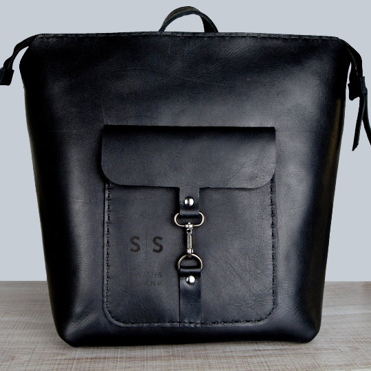 Premium Leather Ladies Backpack - Black