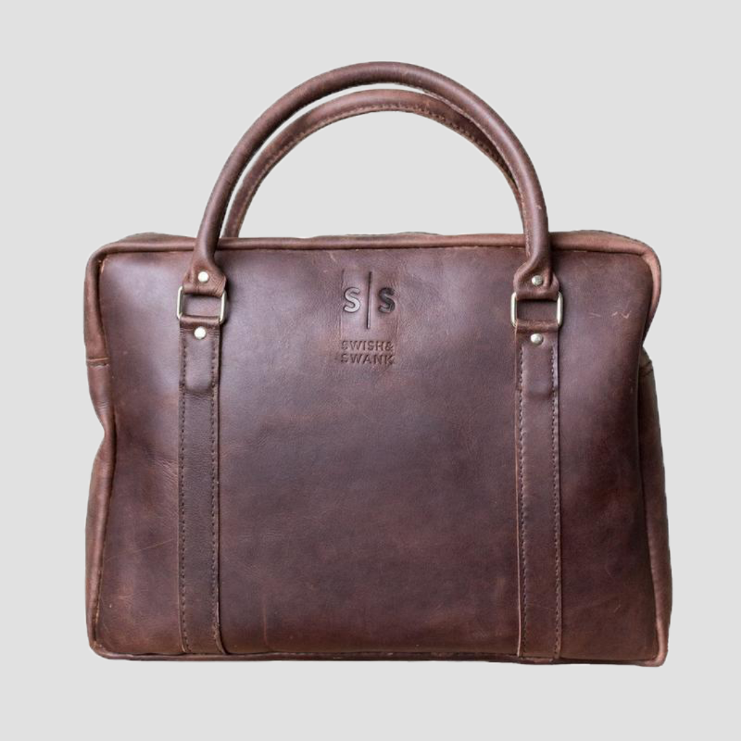 Classic Leather Boaz Briefcase - Chocolate Brown