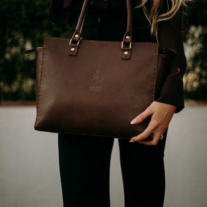 Classic Naomi Leather Handbag - Chocolate Brown