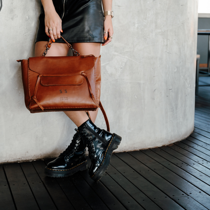 Rebekah Genuine Leather Handbag Warm Tan