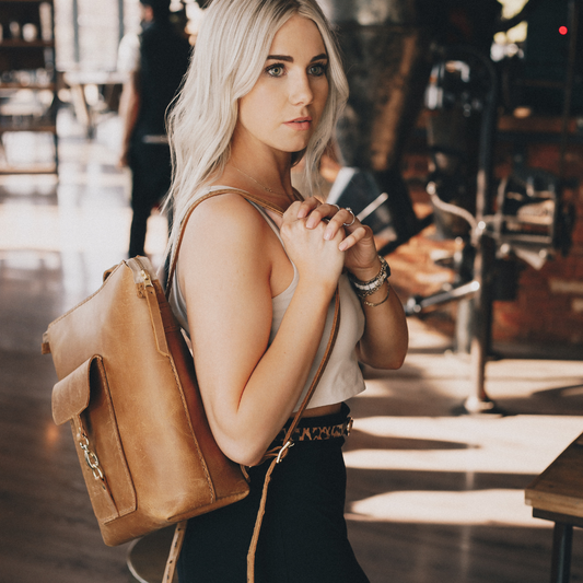 Leather ladies back pack sales