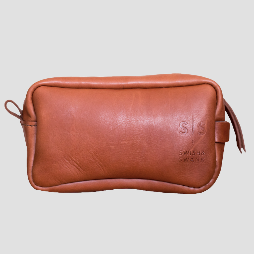Unisex Genuine Leather Toiletry Bag Hazelnut