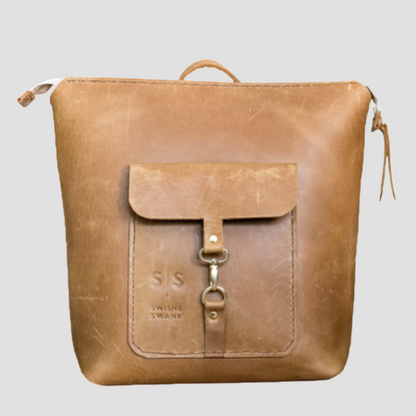 Premium Leather Ladies Backpack Tan Brown