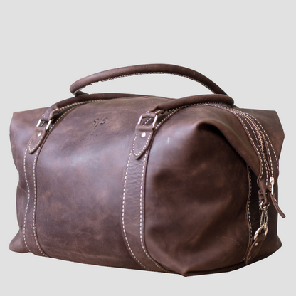 Classic Leather Duffle Bag - Chocolate Brown Weekender
