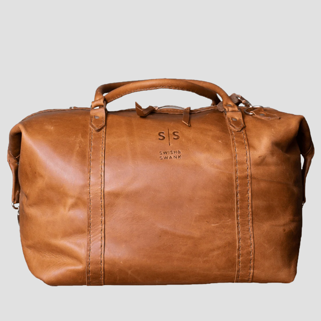 Classic Leather Duffle Bag - Tan Weekender