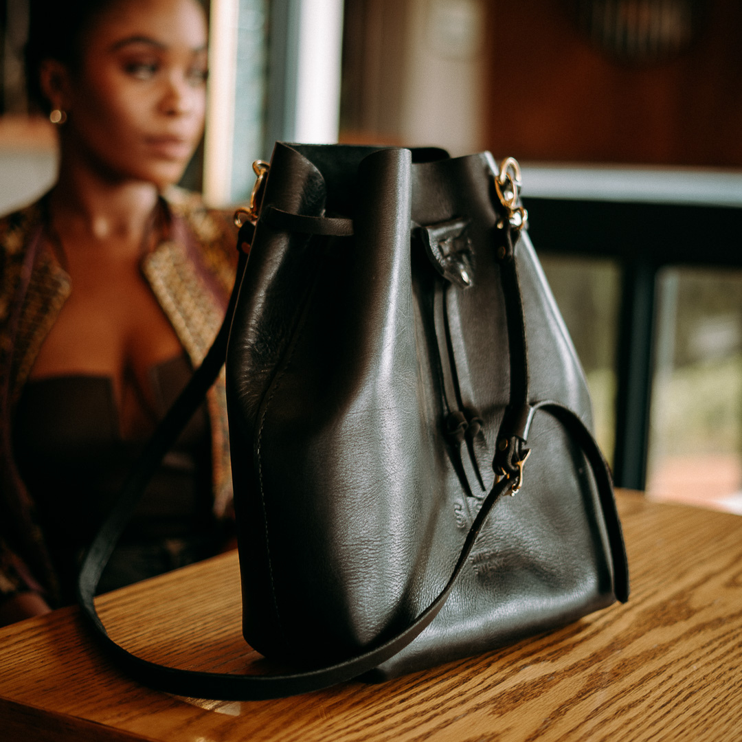 Leather Batseba Bucket Bag - Classic Black